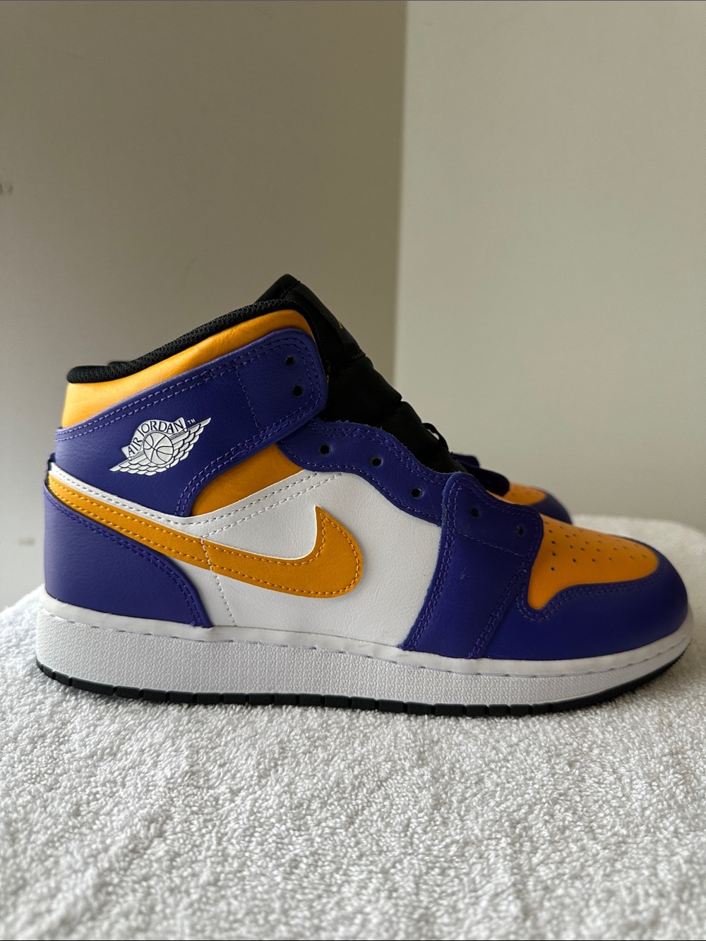 Nike, Air Jordan, Kids' High-Top Sneakers - Purple/Yellow/White